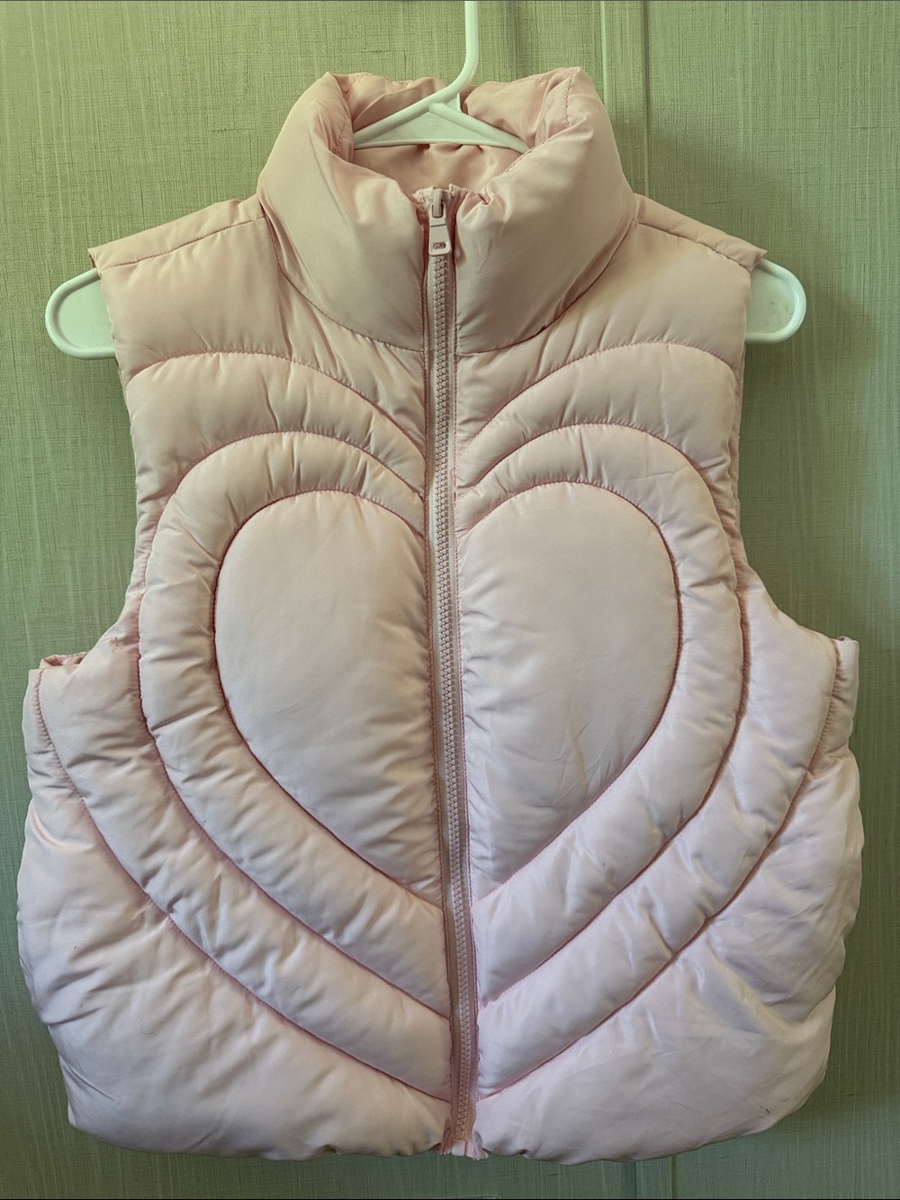 No Boundaries Light Pink Heart Quilted Puffer Vest